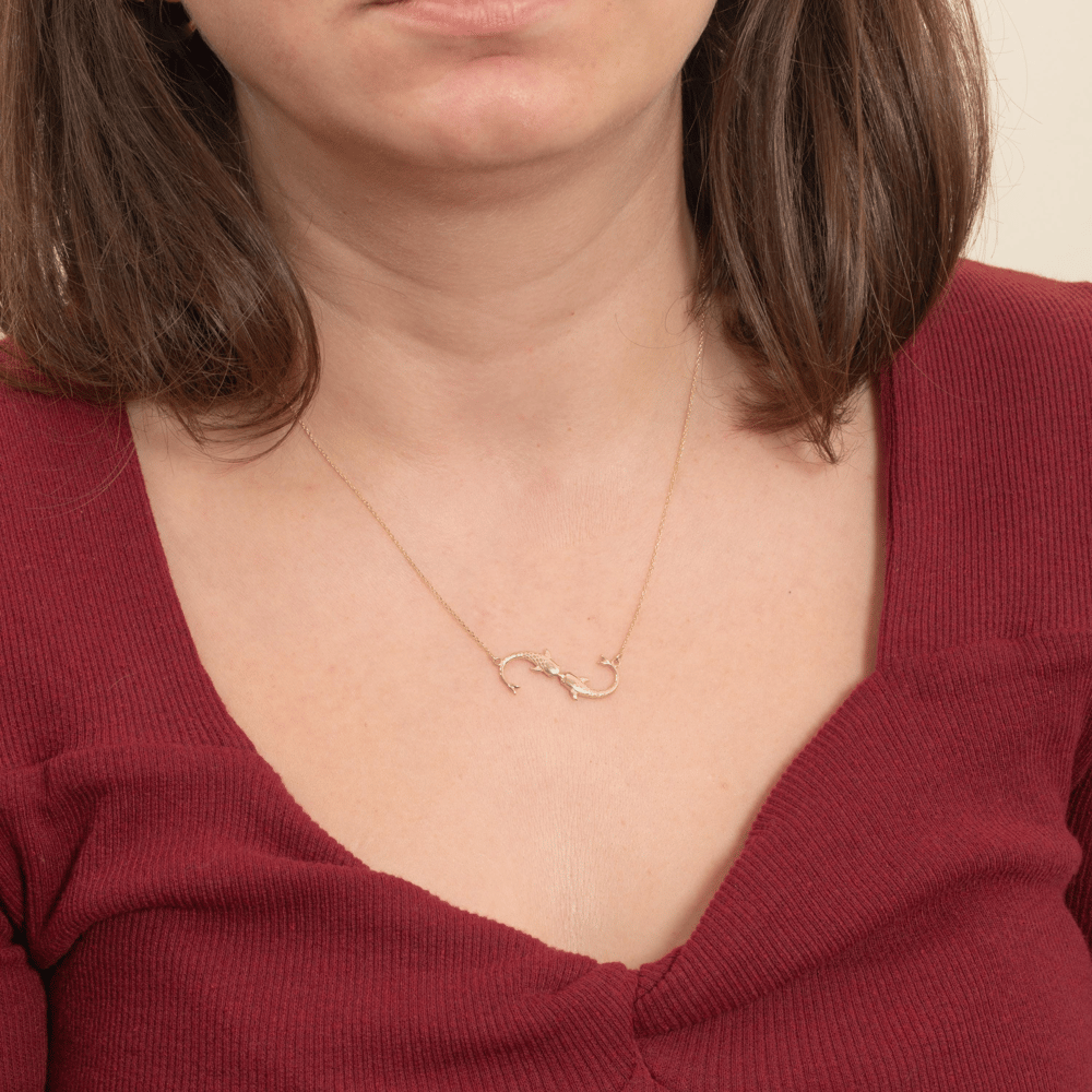 Altın İki Balık Figürlü Kolye - Goldstore