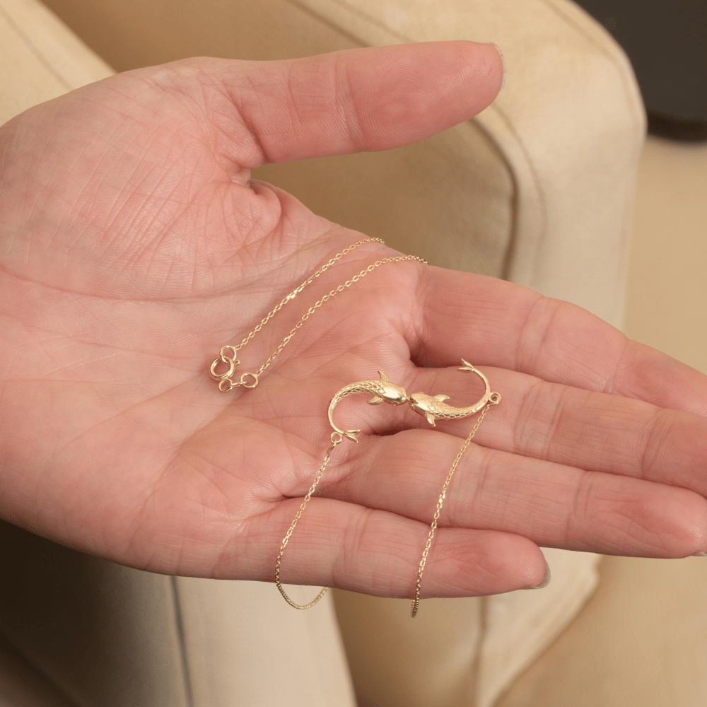 Altın İki Balık Figürlü Kolye - Goldstore