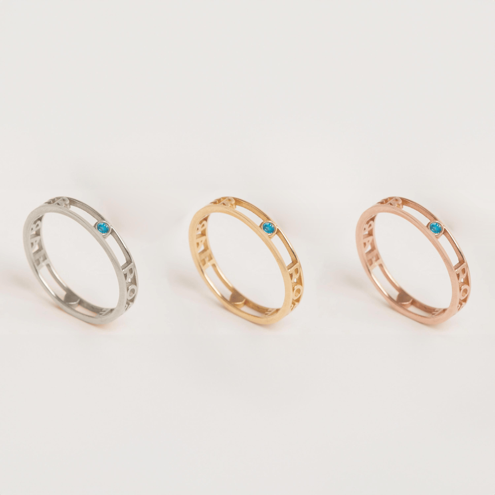 Altın İsim ve Doğum Taşlı Yüzük - Goldstore