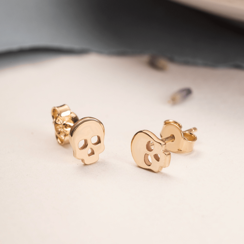 Altın Kafatası Figürlü Küpe - Goldstore