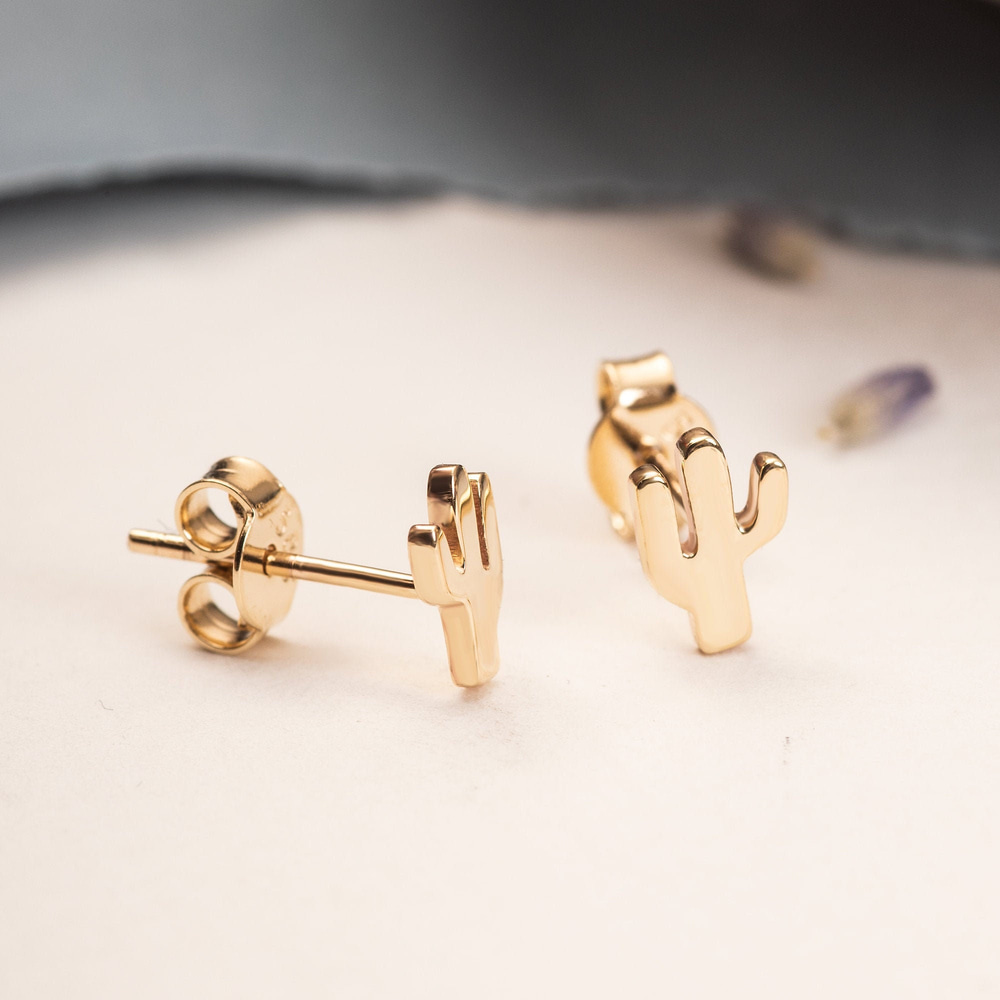Altın Kaktüs Figürlü Küpe - Goldstore