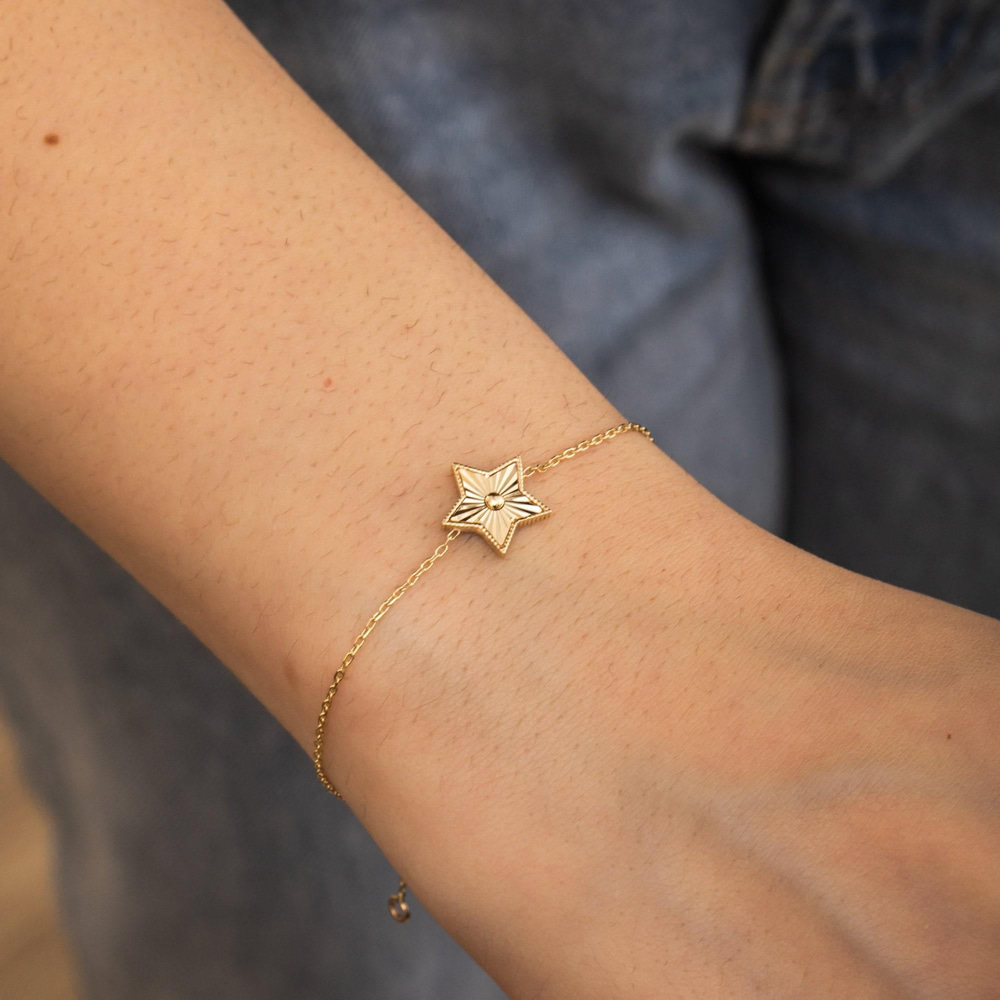 Altın Kalemli Yıldız Charm Bileklik - Goldstore