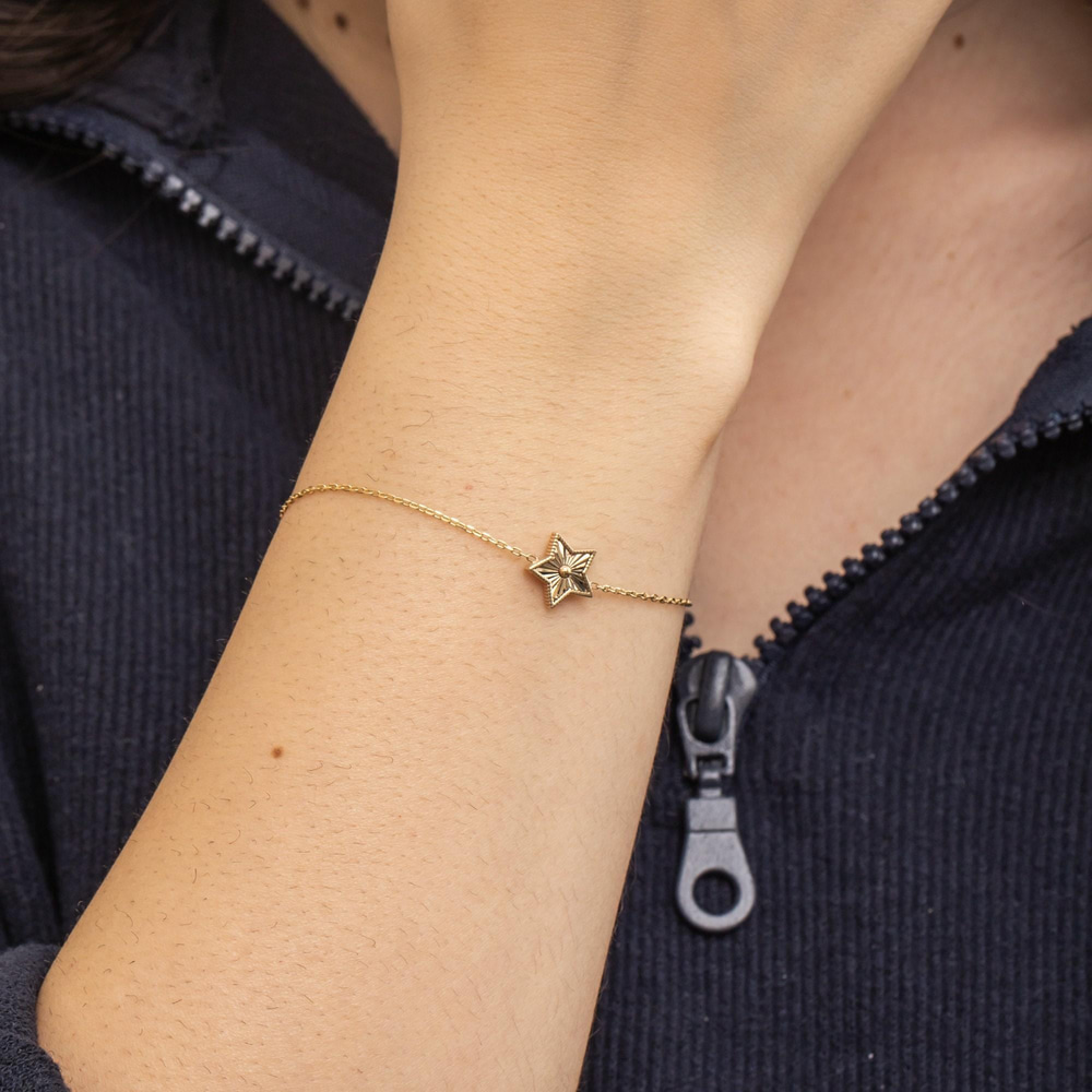 Altın Kalemli Yıldız Charm Bileklik - Goldstore