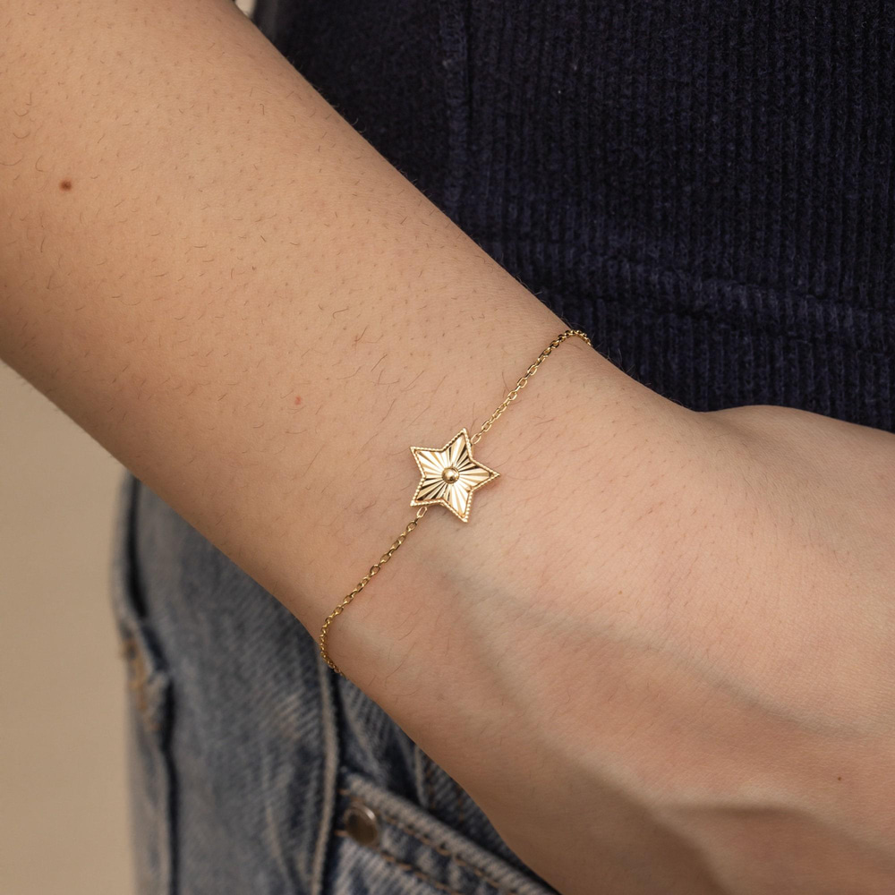 Altın Kalemli Yıldız Charm Bileklik - Goldstore