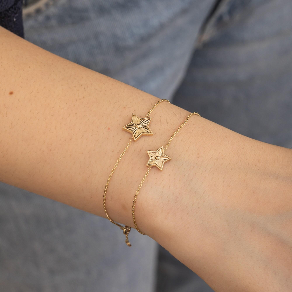 Altın Kalemli Yıldız Charm Bileklik - Goldstore