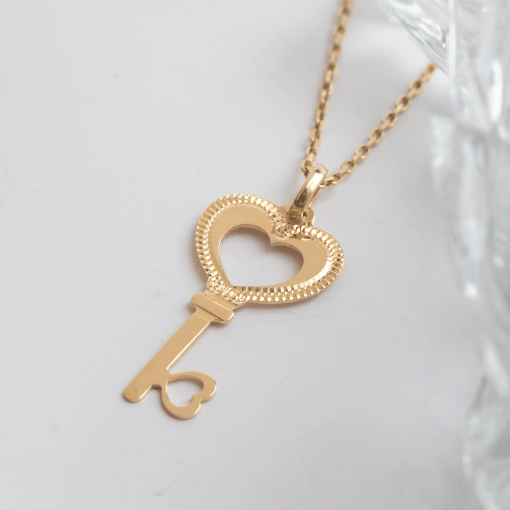 Altın Kalp Anahtar Kolye - Goldstore