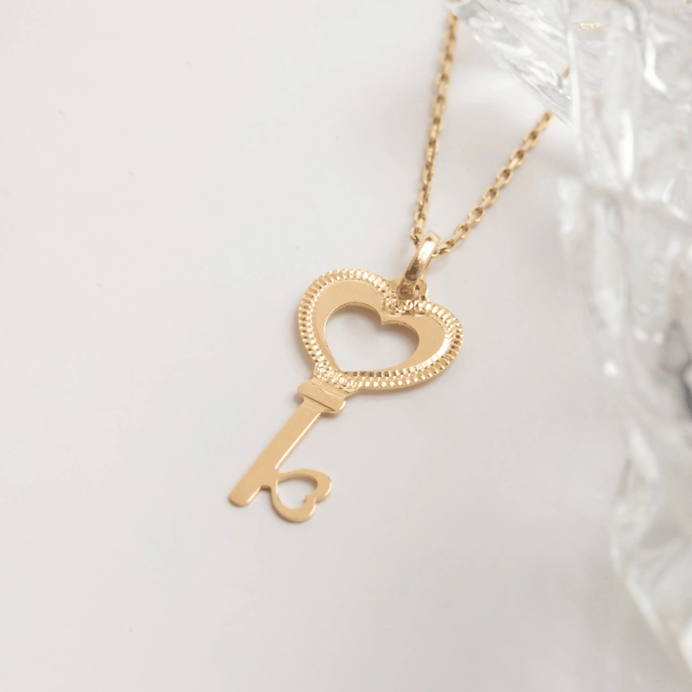 Altın Kalp Anahtar Kolye - Goldstore