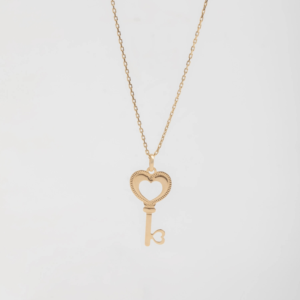 Altın Kalp Anahtar Kolye - Goldstore