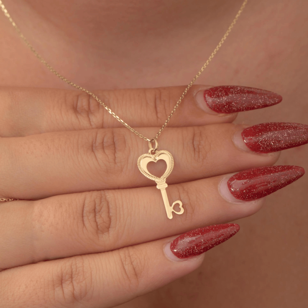 Altın Kalp Anahtar Kolye - Goldstore