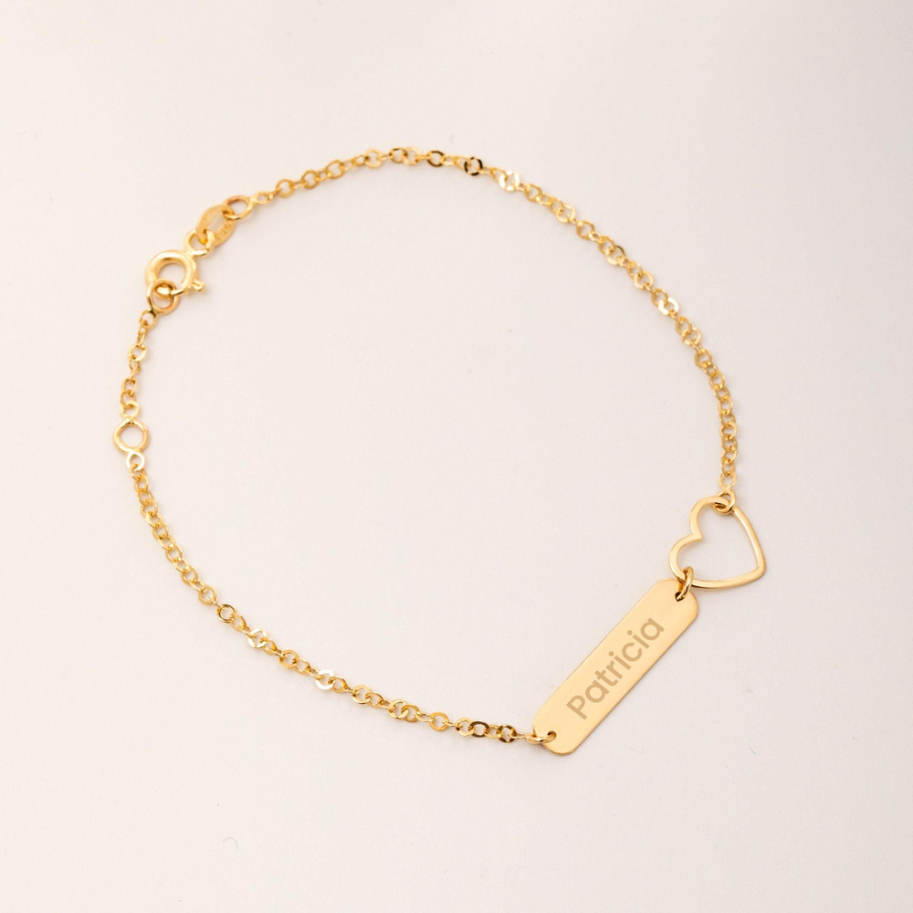 Gold Child ID Bracelet With Heart Charm - Goldstore