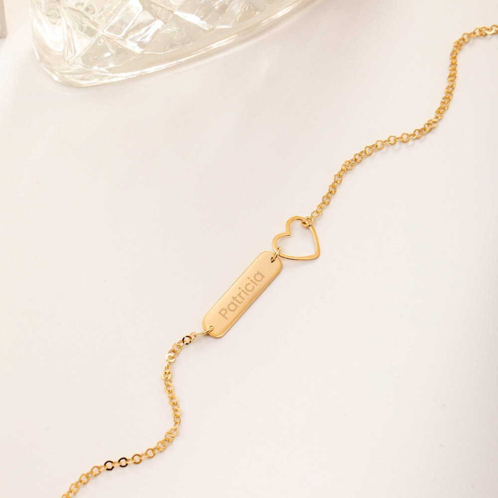 Gold Child ID Bracelet With Heart Charm - Goldstore