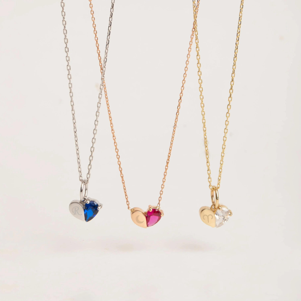 Altın Kalpli Doğum Taşı Kolye - Goldstore