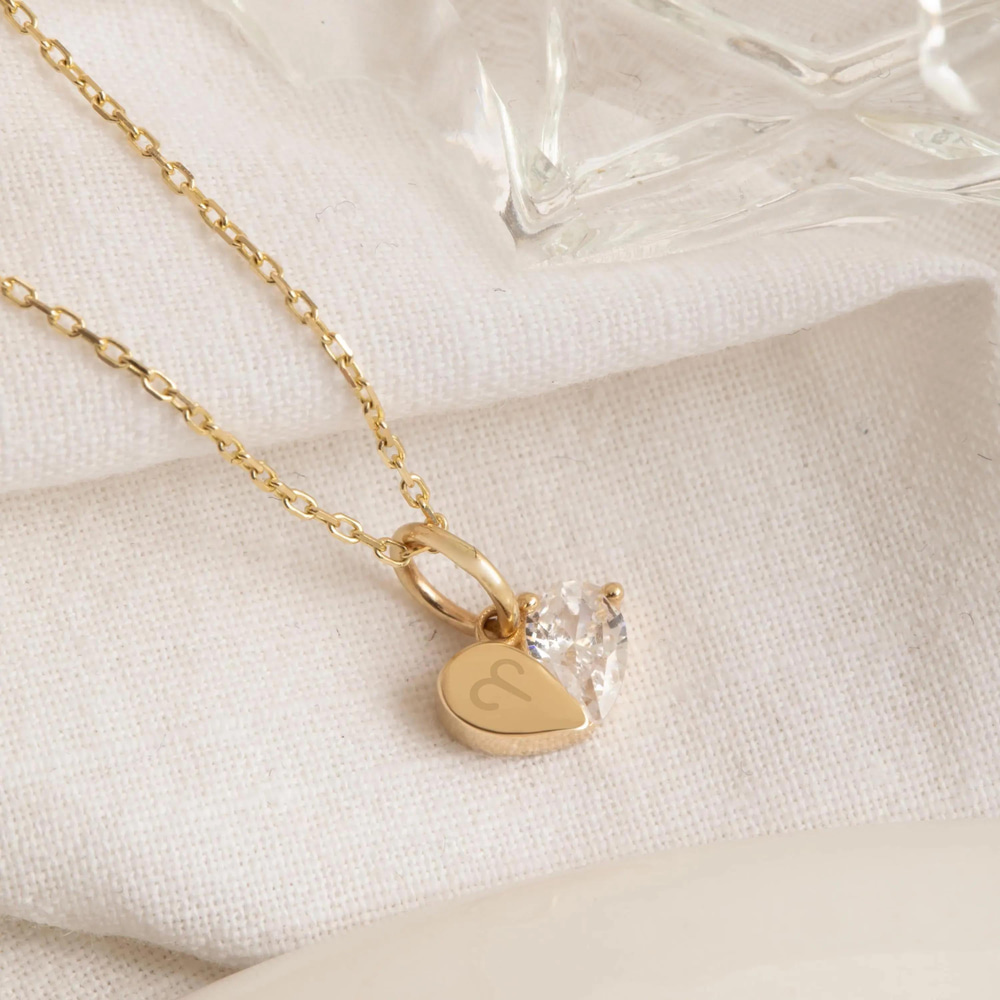 Altın Kalpli Doğum Taşı Kolye - Goldstore