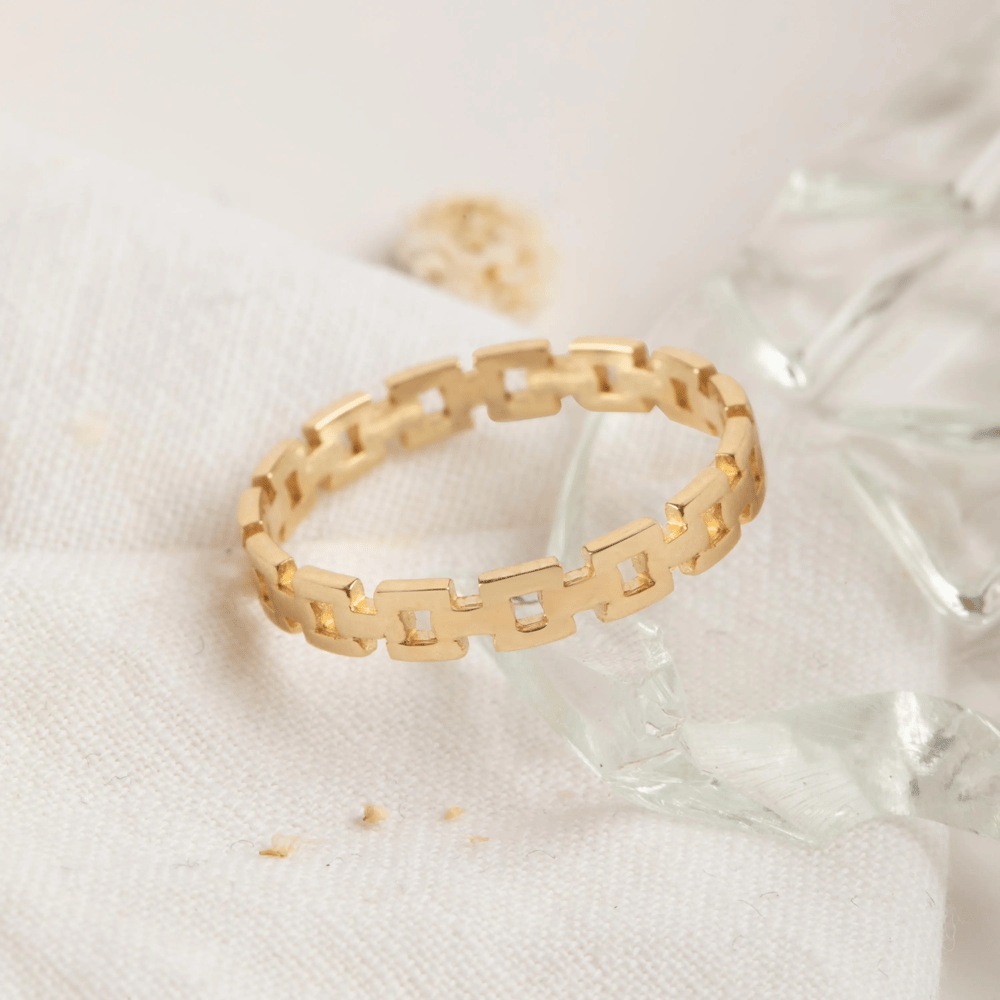 Altın Kare Zincir Yüzük - Goldstore