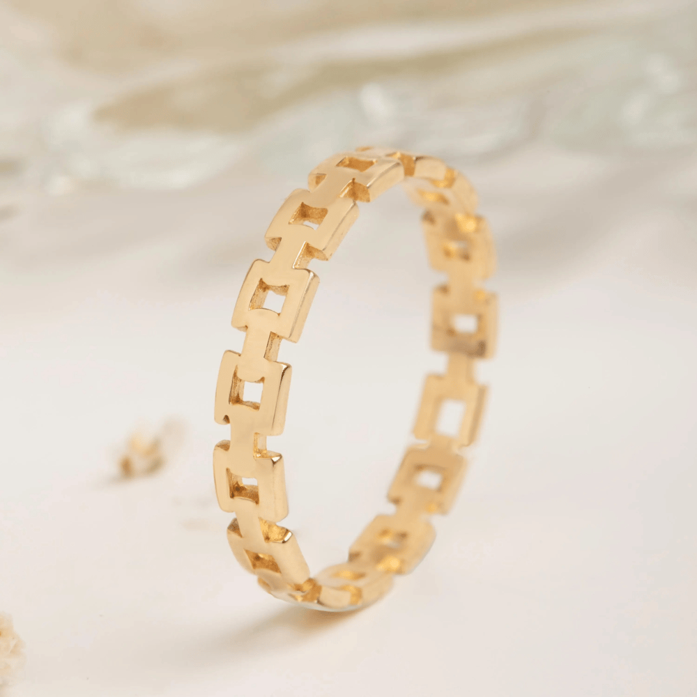 Altın Kare Zincir Yüzük - Goldstore