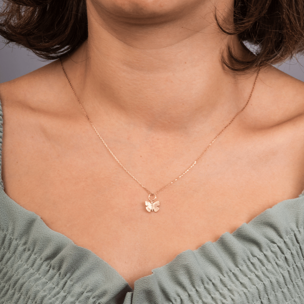Altın Kelebek Figürlü Kolye - Goldstore