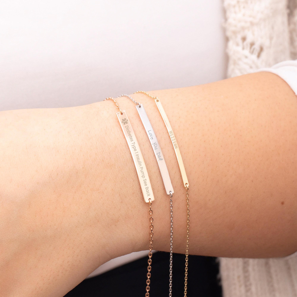 Altın Kişiye Özel Bar Bileklik - Goldstore