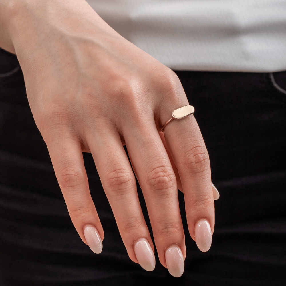 Altın Kişiye Özel Bar Signet Yüzük - Goldstore