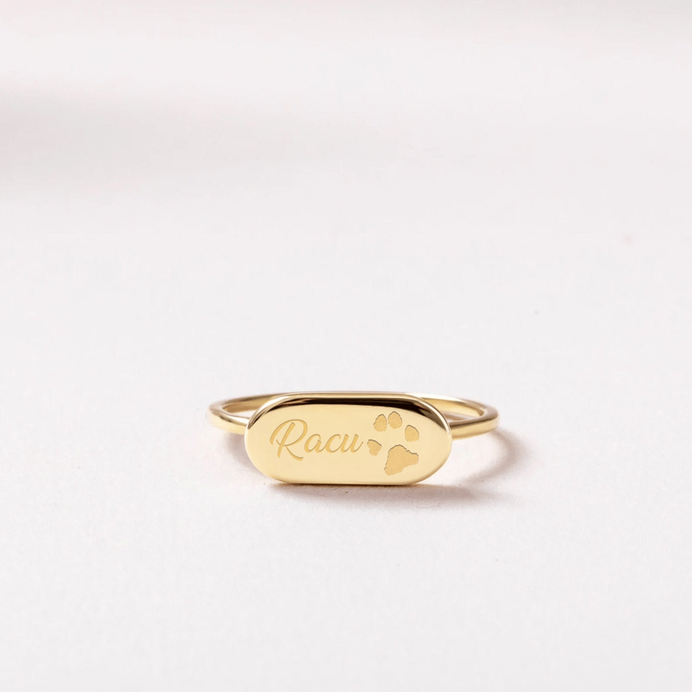 Altın Kişiye Özel Bar Signet Yüzük - Goldstore