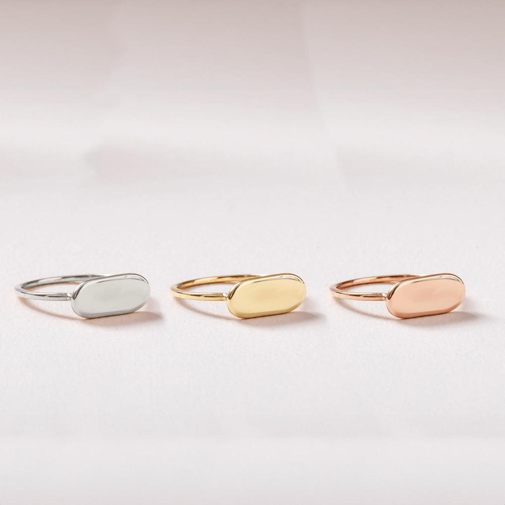Altın Kişiye Özel Bar Signet Yüzük - Goldstore