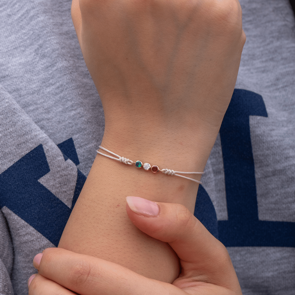 Altın Kişiye Özel Doğum Taşı İpli Bileklik - Goldstore