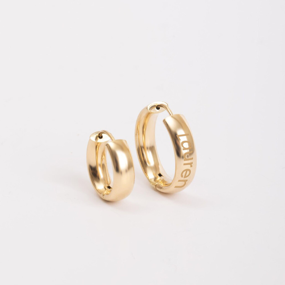 Solid Gold Custom Engraved Hoop Earrings - Goldstore