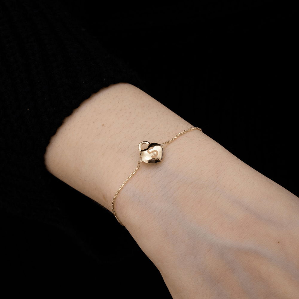 Altın Kişiye Özel Kalp Bileklik - Goldstore