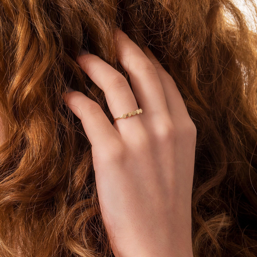 Altın Kişiye Özel Mini Nokta Yüzük - Goldstore