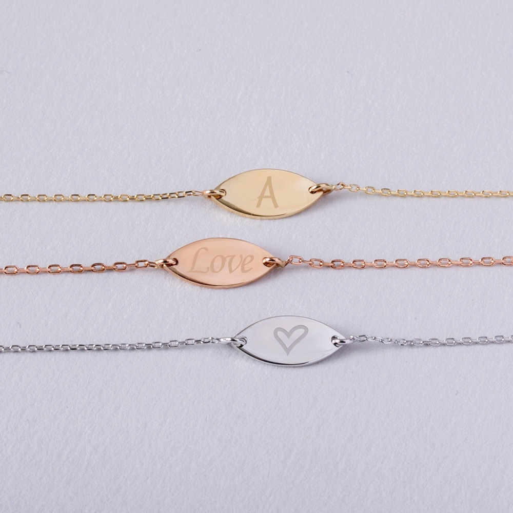 Altın Kişiye Özel Oval Bileklik - Goldstore