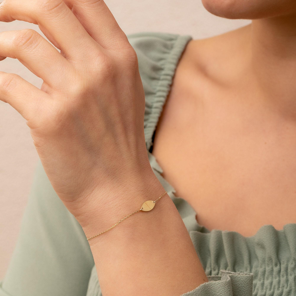 Altın Kişiye Özel Oval Bileklik - Goldstore