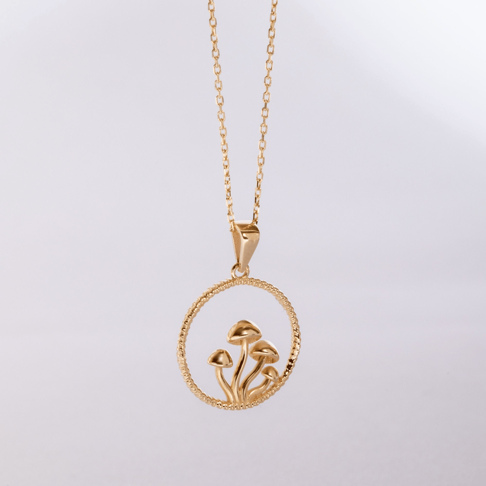 Altın Mantar Figürlü Kolye - Goldstore