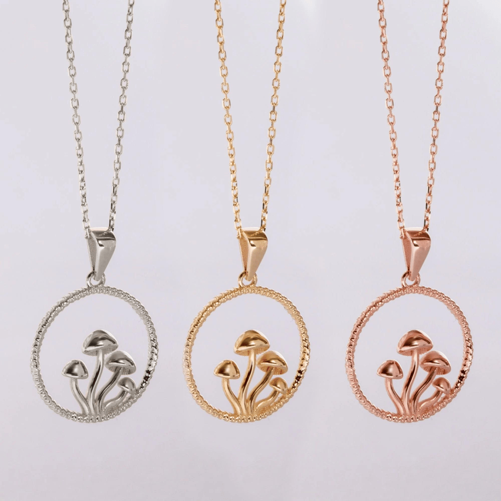 Altın Mantar Figürlü Kolye - Goldstore