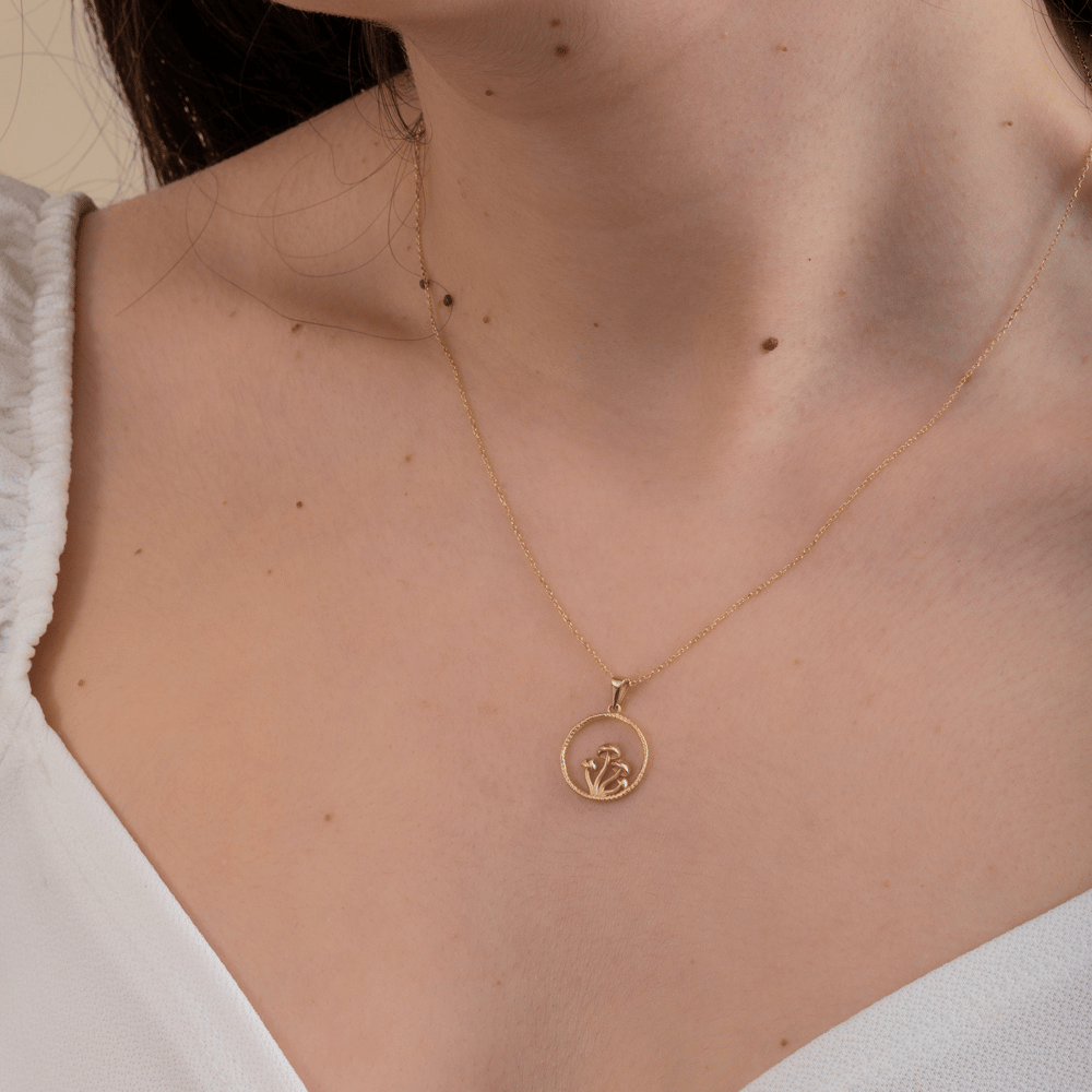 Altın Mantar Figürlü Kolye - Goldstore