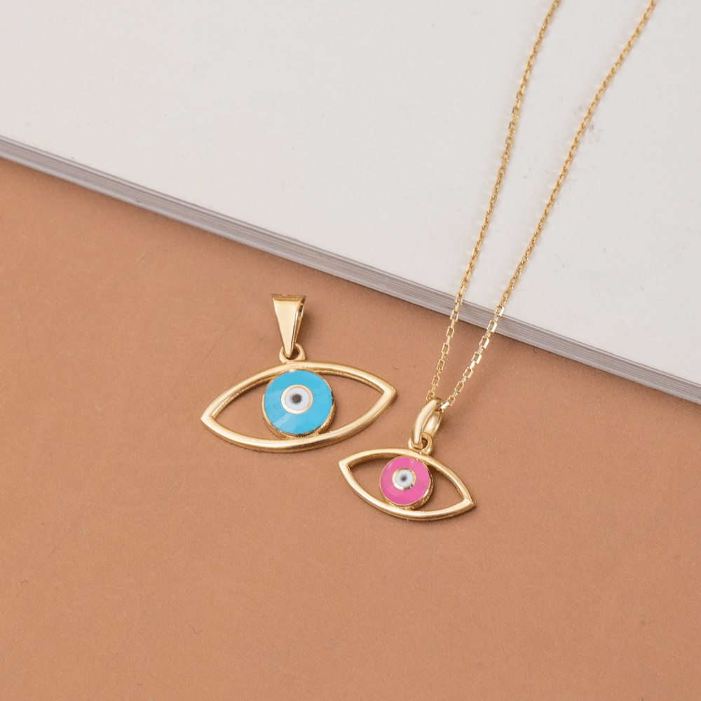 Altın Mineli Nazar Figürlü Kolye - Goldstore