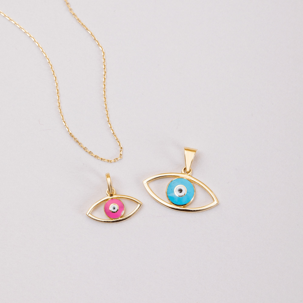 Altın Mineli Nazar Figürlü Kolye - Goldstore