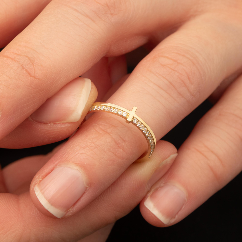 Altın Minimal Haç Yüzük - Goldstore