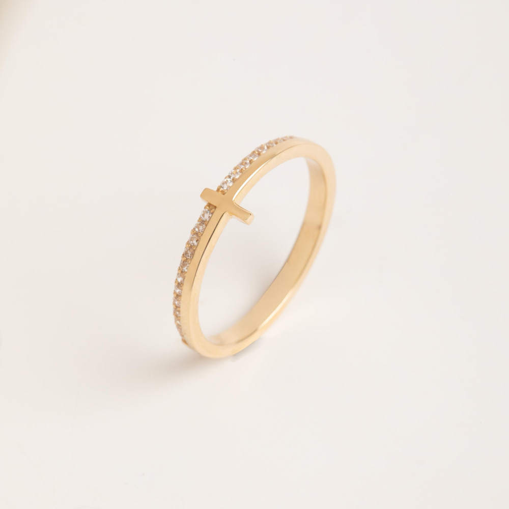 Altın Minimal Haç Yüzük - Goldstore