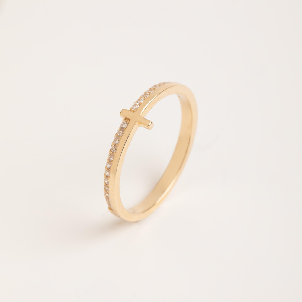 Altın Minimal Haç Yüzük - Goldstore