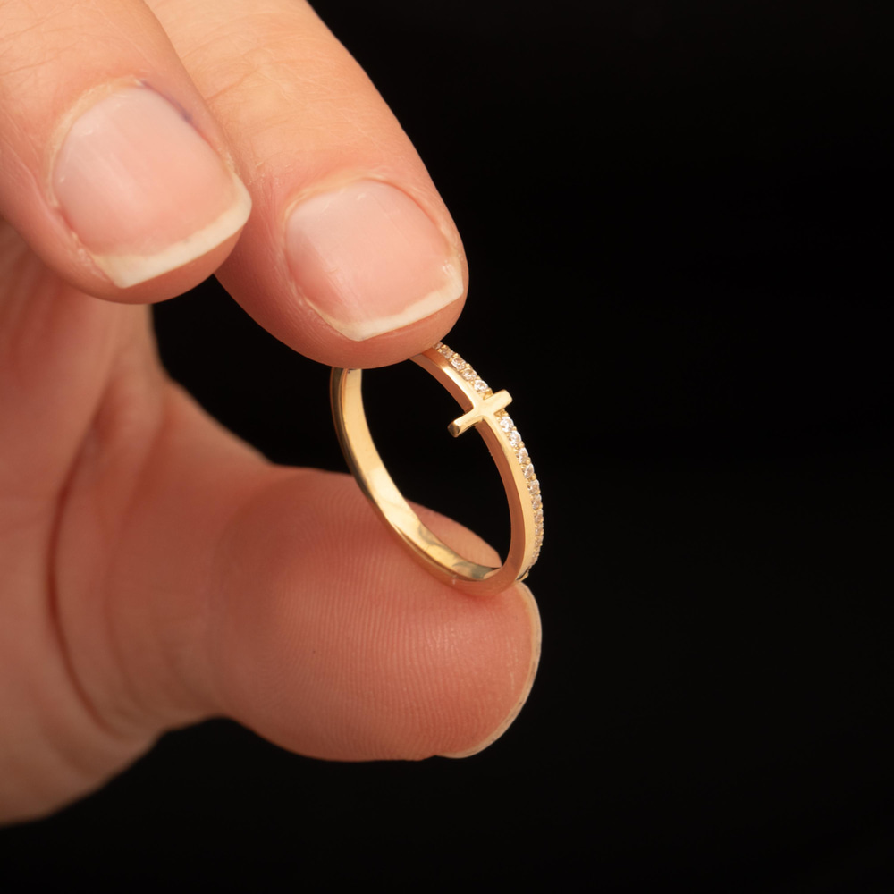 Altın Minimal Haç Yüzük - Goldstore