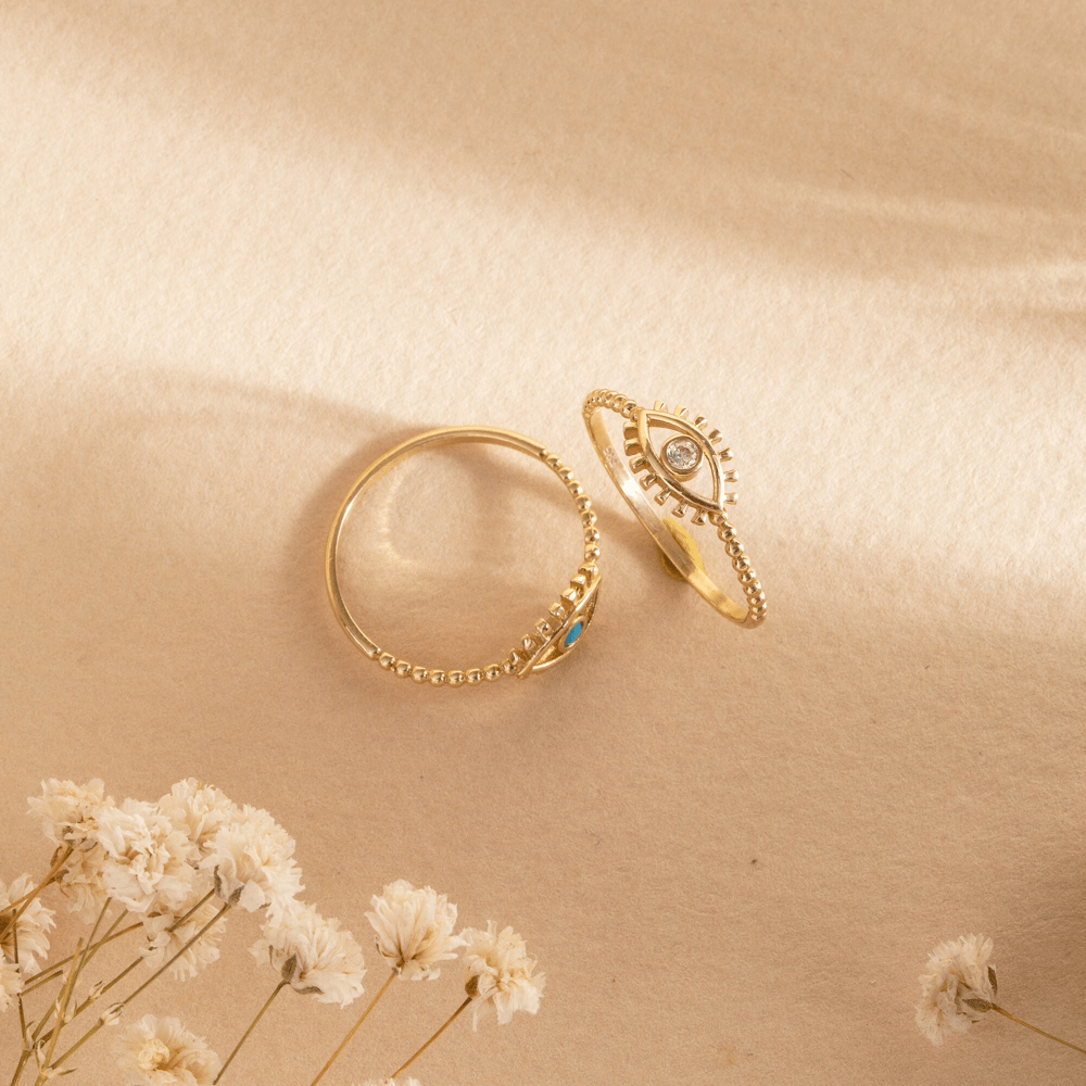 Altın Nazar Gözlü CZ Taşlı Yüzük - Goldstore