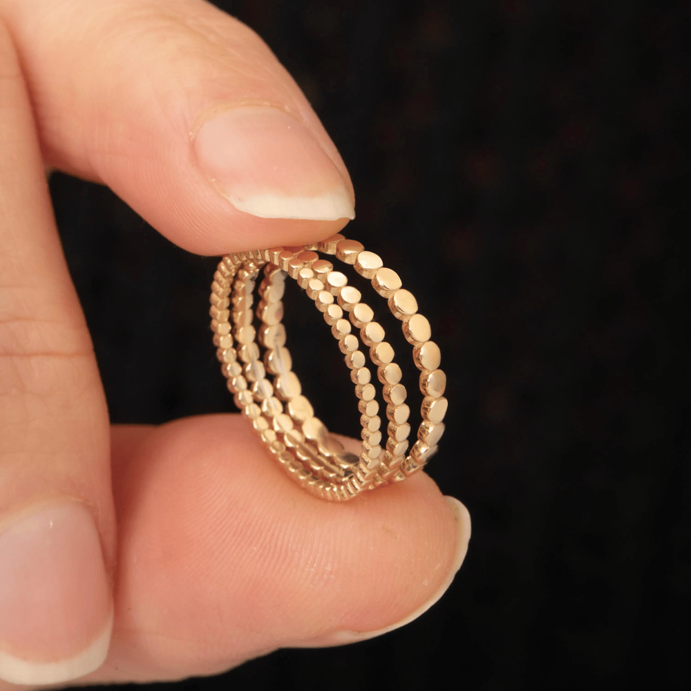 Altın Nokta Desenli Yüzük - Goldstore