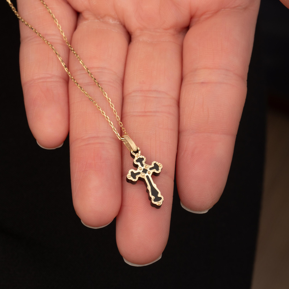 Altın Oniks Haç Kolye-ET4307463402 - Goldstore