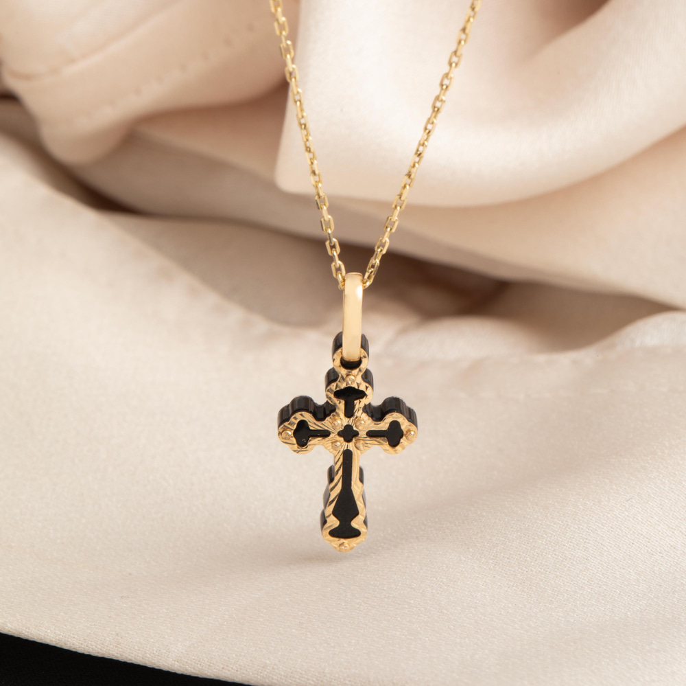 Altın Oniks Haç Kolye-ET4307463402 - Goldstore