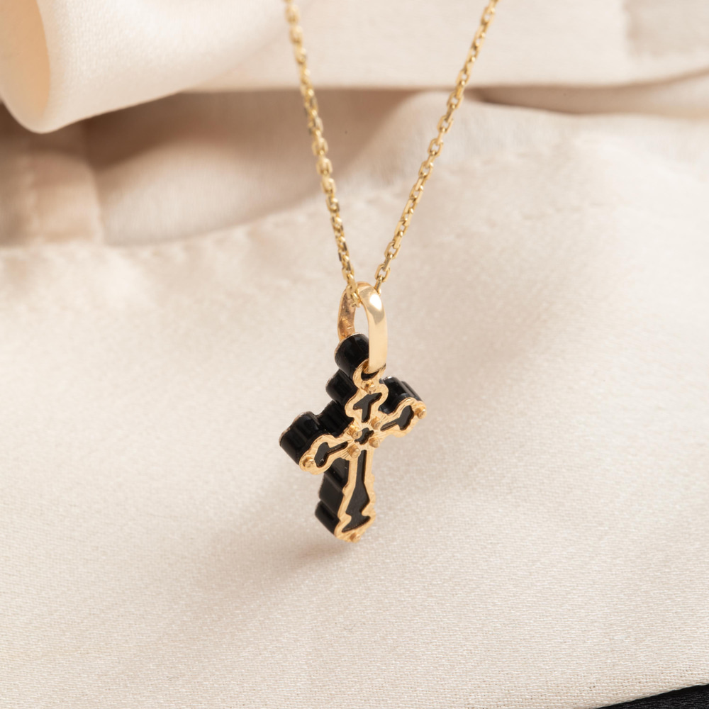 Altın Oniks Haç Kolye-ET4307463402 - Goldstore