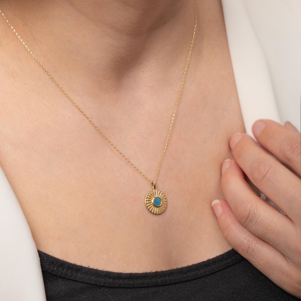 Altın Opal Güneş Işığı Kolye - Goldstore