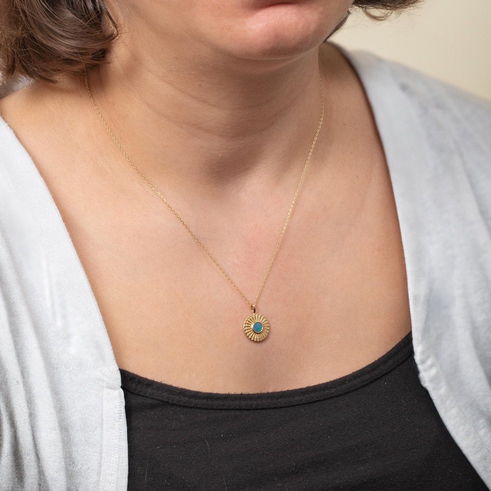 Altın Opal Güneş Işığı Kolye - Goldstore