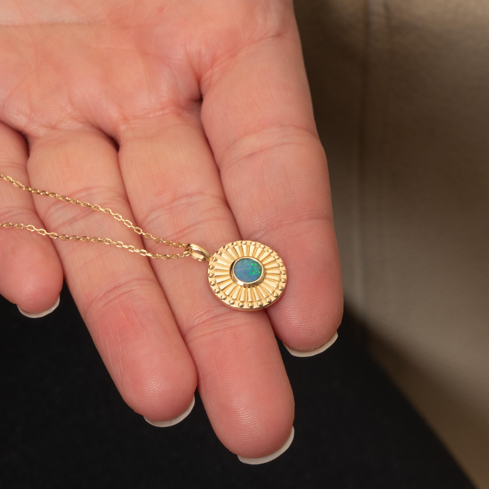 Altın Opal Güneş Işığı Kolye - Goldstore