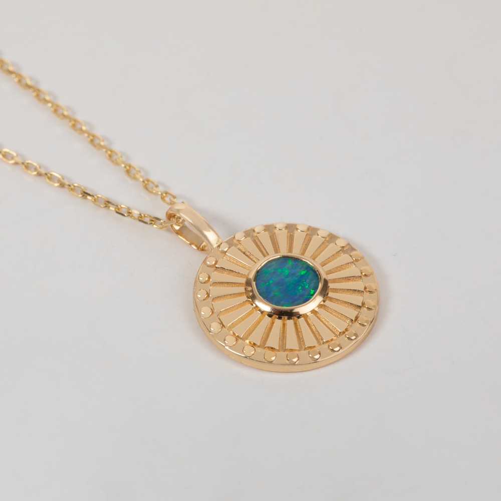 Altın Opal Güneş Işığı Kolye - Goldstore