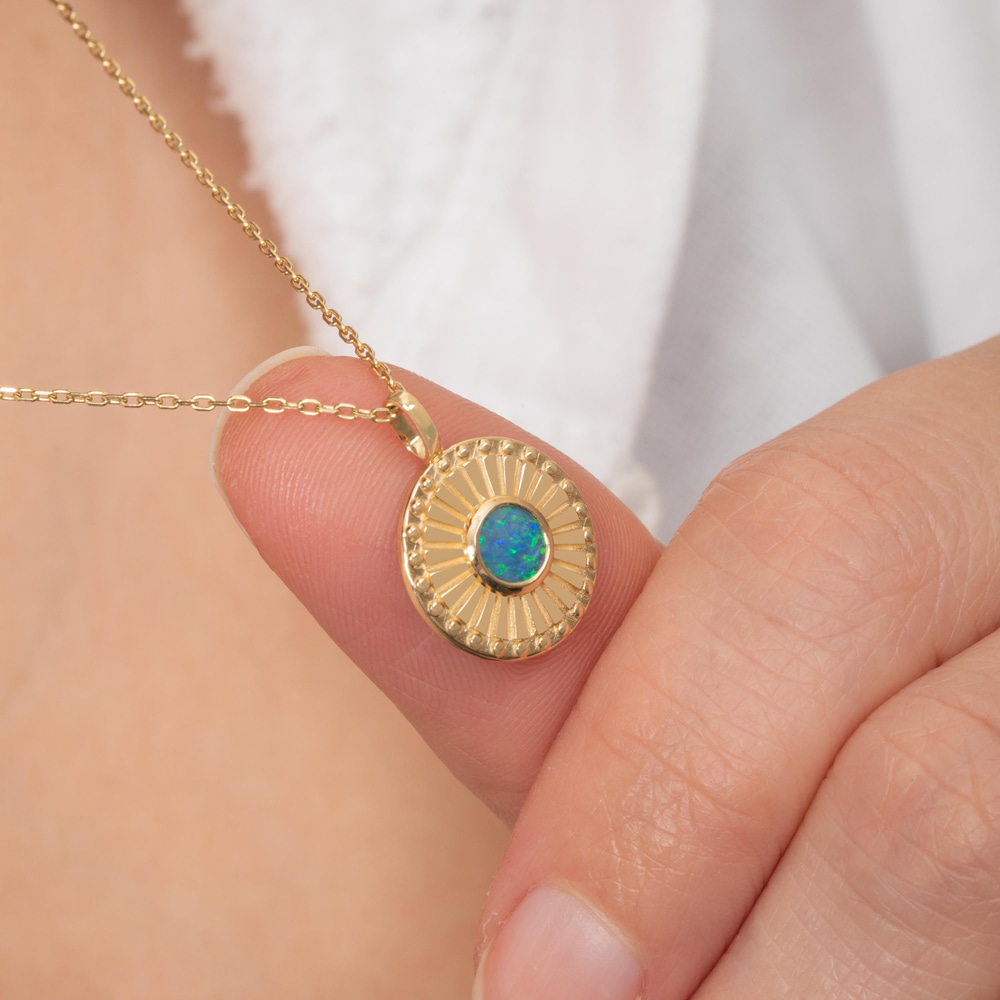 Altın Opal Güneş Işığı Kolye - Goldstore