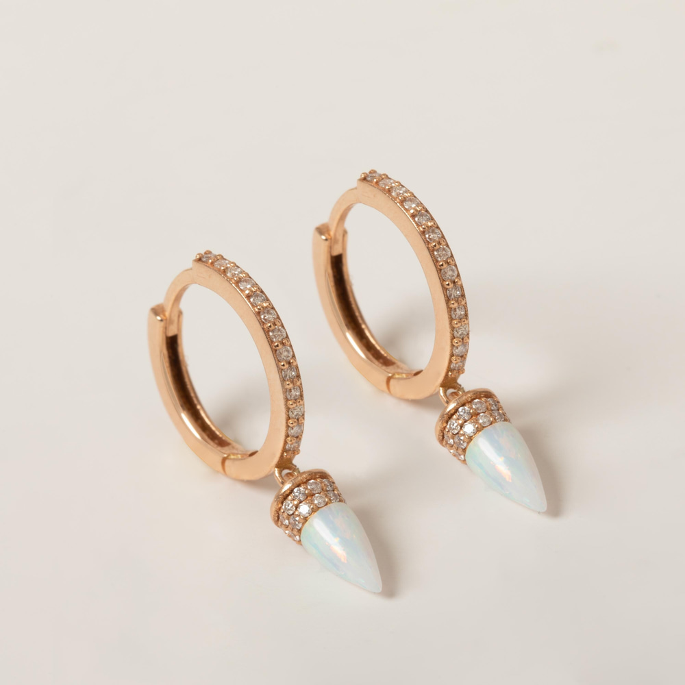 Altın Opal Spike Huggie Küpe - Goldstore